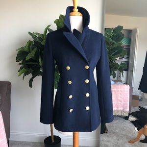 J. Crew Navy Pea Coat size 2 excellent condition